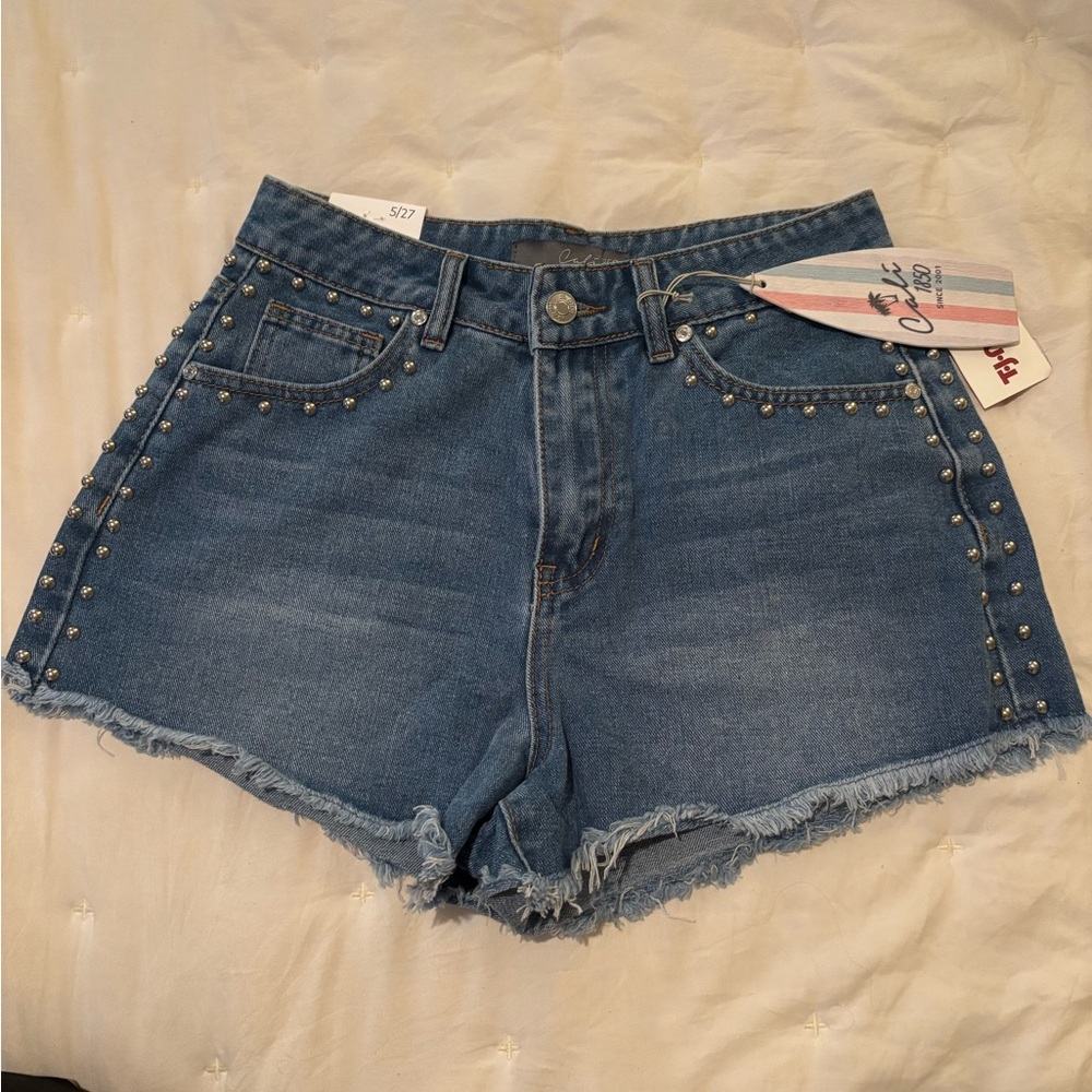 Studded Denim Shorts